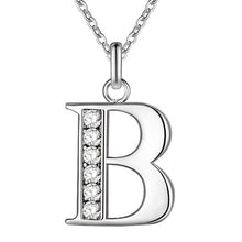 将图片加载到图库查看器，26 Letters A-Z Free Shipping silver plated Necklace Stamp fashion silver jewelry Fashion Pendant best birthday gift
