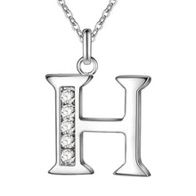 将图片加载到图库查看器，26 Letters A-Z Free Shipping silver plated Necklace Stamp fashion silver jewelry Fashion Pendant best birthday gift
