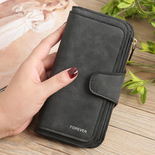 将图片加载到图库查看器，Man Women&#39;s Pu Leather Wallet Coin Clutch Hasp Zipper Long Ladies Purse 2021 Casual Solid Three Fold Unisex Wallets Women
