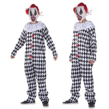 将图片加载到图库查看器，Clown Costume Rhombic Clown Adult Masquerade Costume Halloween Cosplay Amusement Park Black and White Unisex Jumpsuits &amp; Rompers
