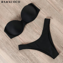 将图片加载到图库查看器，RXRXCOCO Bikini Women Sexy Push Up Swimsuit 2019 Bandeau Beach Wear Brazilian Bikini Set Swimwear Bathing Suit Swimming Suits
