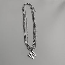 将图片加载到图库查看器，European And American Style W Letter Cuban Clavicle Chain Necklace
