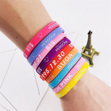 将图片加载到图库查看器，Kpop Bangtan Boys BLACKPINK JUNG KOOK JIMIN V SUGA J HOPE Wristband 2Pcs/Set Big Small Mixed Silica Gel Colored Wristband
