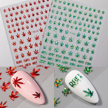 将图片加载到图库查看器，Nail Art New Large 3D Maple Leaf Sticker DIY 6-color Laser Bronzing Nail Decal
