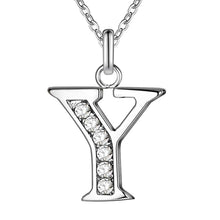 将图片加载到图库查看器，26 Letters A-Z Free Shipping silver plated Necklace Stamp fashion silver jewelry Fashion Pendant best birthday gift
