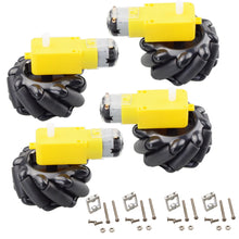 将图片加载到图库查看器，4pcs 60mm Mecanum Omni Wheel+ 4pcs TT Motor+ 4pcs TT Motor Bracket for Arduino DIY Project Raspberry Pi Stem Toy RC Parts
