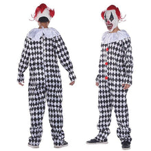 将图片加载到图库查看器，Clown Costume Rhombic Clown Adult Masquerade Costume Halloween Cosplay Amusement Park Black and White Unisex Jumpsuits &amp; Rompers
