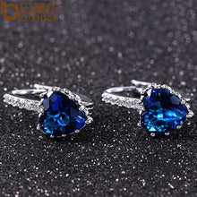 将图片加载到图库查看器，BAMOER Stones Heart Shape Trendy &amp; Elegant AAA Zircon Stud Earring YIE095
