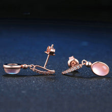 将图片加载到图库查看器，Oval pink crystal earrings
