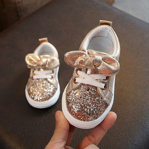 1-3 Years Toddler Baby Girls Bow Sequin Crib Shoe Casual Shoes Dress Shoes