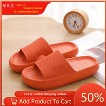 将图片加载到图库查看器，Thick Sole House Slippers Men Women Non-slip Bathroom Footwear Boys Girls Lovers Flops Summer Beach Sandals Large Women Shoes
