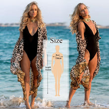 将图片加载到图库查看器，2020 Bikini Cover-ups Bohemian Dot Printed Flare Sleeve Ruffed Summer Beach Dress Chiffon Tunic Women Swimsuit Cover Up Q914
