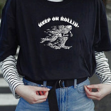 将图片加载到图库查看器，VIP HJN Japanese Style Floral Print Gothic T-Shirt Women&#39;s Grunge Aesthetic Pastel Goth T-shirts Edgy Fashion Tops
