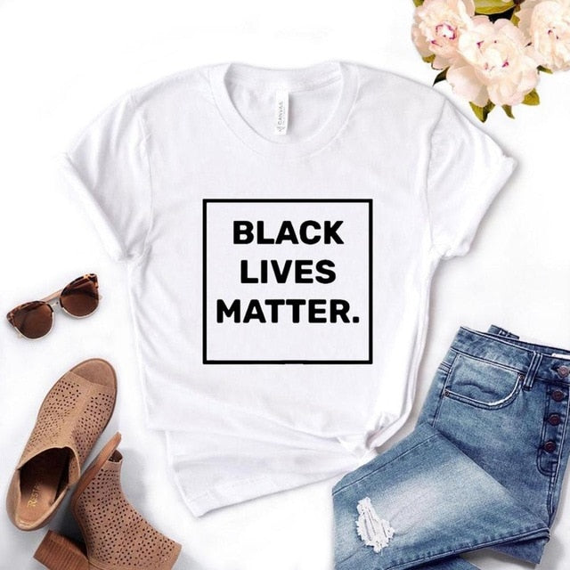 Black Lives Matter square Women Tshirts Cotton Casual Funny t Shirt For Lady  Top Tee Hipster 6 Color Drop Ship NA-464