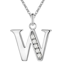 将图片加载到图库查看器，26 Letters A-Z Free Shipping silver plated Necklace Stamp fashion silver jewelry Fashion Pendant best birthday gift
