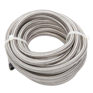 4AN 20-Foot Universal Stainless Steel Braided Fuel Hose Silver