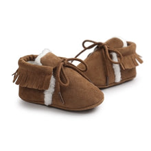 将图片加载到图库查看器，Newborn Baby Boy Girl Moccasins Shoes Fringe Soft Soled Non-slip Footwear Crib Shoes PU Suede Leather First Walker Shoes
