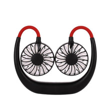 将图片加载到图库查看器，USB Rechargeable Neckband Sport Fan Lazy Neck Hanging Dual Cooling Portable Fan
