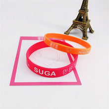 将图片加载到图库查看器，Kpop Bangtan Boys BLACKPINK JUNG KOOK JIMIN V SUGA J HOPE Wristband 2Pcs/Set Big Small Mixed Silica Gel Colored Wristband

