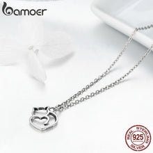 将图片加载到图库查看器，BAMOER 925 Sterling Silver Lovely Cat Exquisite Women Pendant Necklace SCN188
