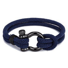 将图片加载到图库查看器，Navy style Camping Parachute cord Survival Anchor Bracelet Men Women with Black Stainless Steel Sport Buckle
