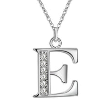 将图片加载到图库查看器，26 Letters A-Z Free Shipping silver plated Necklace Stamp fashion silver jewelry Fashion Pendant best birthday gift
