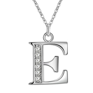 26 Letters A-Z Free Shipping silver plated Necklace Stamp fashion silver jewelry Fashion Pendant best birthday gift