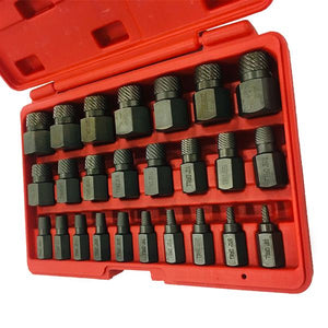 25pc Multi Spline Screw Extractor Hex Head Bit Socket Wrench Bolt Remover Set