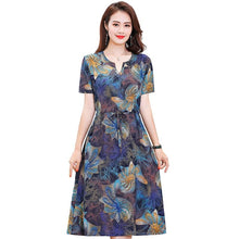 将图片加载到图库查看器，Plus Size XL-6XL 2020 New Women Summer Long Dress Slim Flowers Print Dress Women High Quality V-Neck Short Sleeve Casual Dress
