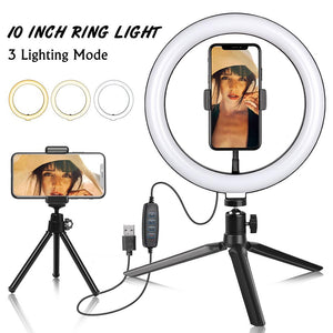 10 " Ring Light Camera Tripod Mini Camera Holder Slip Clip Set