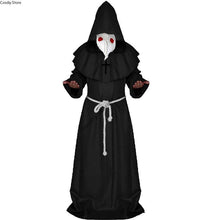 将图片加载到图库查看器，Halloween Plague Doctor Beak Costume Medieval Renaissance Scary Hood Minister Coat Outfit Carnival For Men Adult Robe Mask Hat
