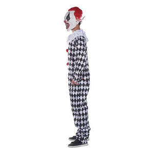 Clown Costume Rhombic Clown Adult Masquerade Costume Halloween Cosplay Amusement Park Black and White Unisex Jumpsuits & Rompers