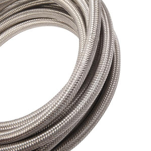 4AN 20-Foot Universal Stainless Steel Braided Fuel Hose Silver