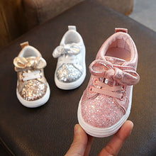 将图片加载到图库查看器，1-3 Years Toddler Baby Girls Bow Sequin Crib Shoe Trend Casual Shoes Dress Shoes
