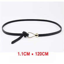 将图片加载到图库查看器，Luxury Brand Women Belts Thin Golden Buckle PU Leather Strap For Dress Trousers Casual Black Ladies Female Designer Waistband
