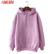 将图片加载到图库查看器，Tangada women fleece hoodie sweatshirts winter japanese fashion 2020 oversize ladies pullovers warm pocket hooded jacket SD60

