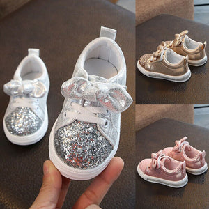 1-3 Years Toddler Baby Girls Bow Sequin Crib Shoe Casual Shoes Dress Shoes