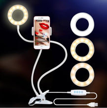 将图片加载到图库查看器，Photo Studio Selfie LED Ring Light with Cell Phone Mobile Holder for Youtube Live Stream Makeup Camera Lamp for iPhone Android
