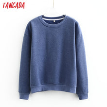 将图片加载到图库查看器，Tangada women fleece hoodie sweatshirts winter japanese fashion 2020 oversize ladies pullovers warm pocket hooded jacket SD60
