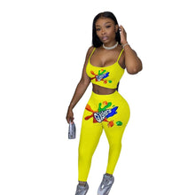将图片加载到图库查看器，QYQ Skittles Candy Booty Two Piece Set Women Top And Pants Cute Bodycon Leggings Sport Plus Size Snack Fruity Gusher Long Sleeve
