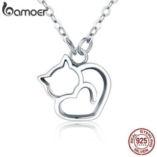 将图片加载到图库查看器，BAMOER 925 Sterling Silver Lovely Cat Exquisite Women Pendant Necklace SCN188
