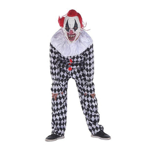 Clown Costume Rhombic Clown Adult Masquerade Costume Halloween Cosplay Amusement Park Black and White Unisex Jumpsuits & Rompers