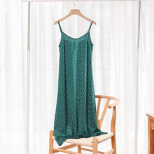 将图片加载到图库查看器，High Quality Women&#39;s Dress Summer Spaghetti Satin Long Dress Very Soft Smooth Plus Size S-4XL M30262
