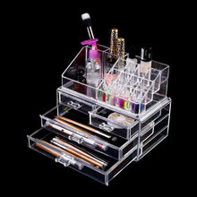 将图片加载到图库查看器，Multi-check &amp; 4 Drawers Integrated Acrylic Makeup Case Cosmetics Organizer Transparent
