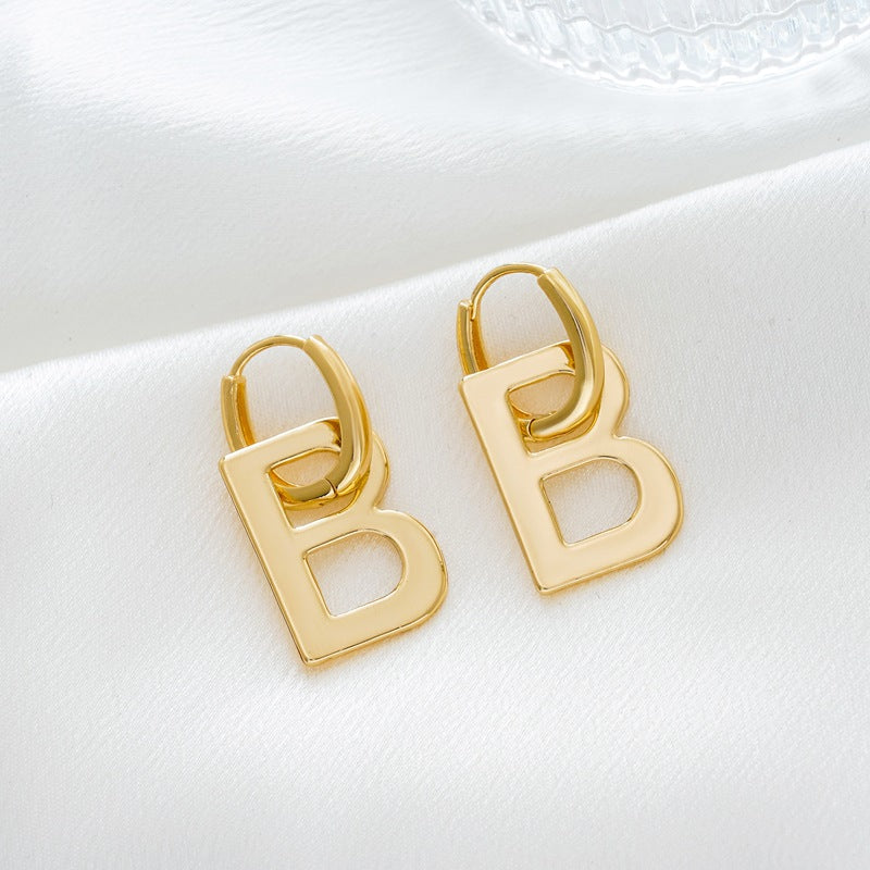 European And American Ins Style Personality Retro Letter B Geometric Ears