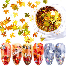 将图片加载到图库查看器，1 Box Maple Leaves Nail Art Sequins Holographic Glitter Flakes Paillette Chameleon Stickers For Nails Autumn Design Decor SA1528
