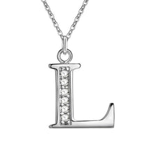 将图片加载到图库查看器，26 Letters A-Z Free Shipping silver plated Necklace Stamp fashion silver jewelry Fashion Pendant best birthday gift
