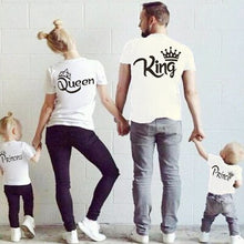 将图片加载到图库查看器，Cotton Matching Family Shirts Family Matching Clothes Matching Father Mother Daughter Son Clothes T-shirt King Queen T shirt
