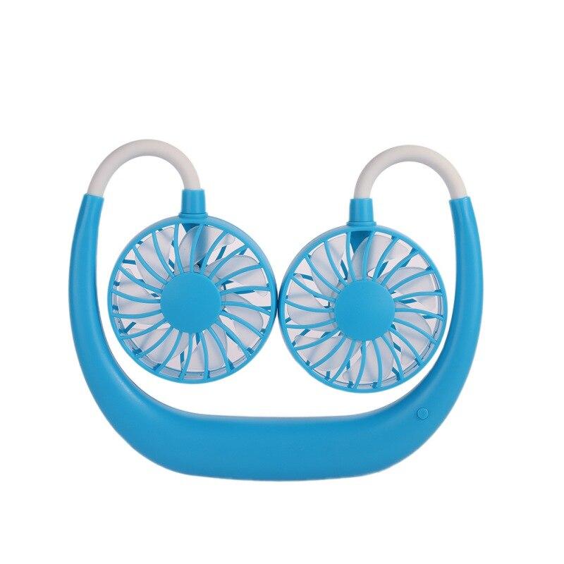USB Rechargeable Neckband Sport Fan Lazy Neck Hanging Dual Cooling Portable Fan