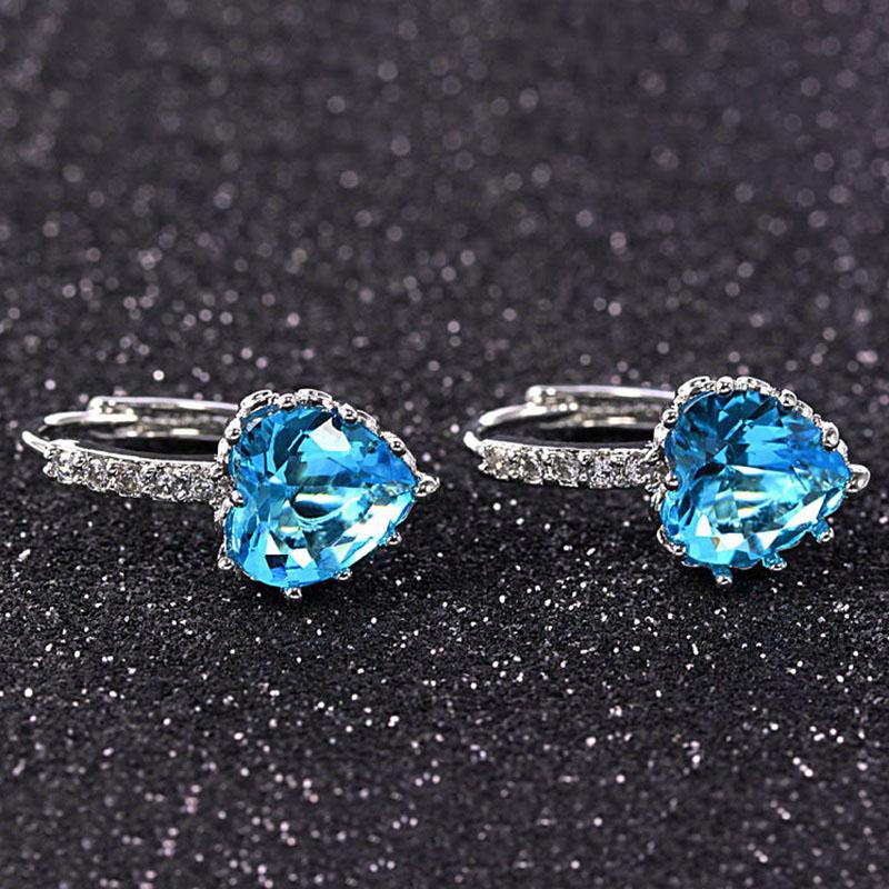 BAMOER Stones Heart Shape Trendy & Elegant AAA Zircon Stud Earring YIE095